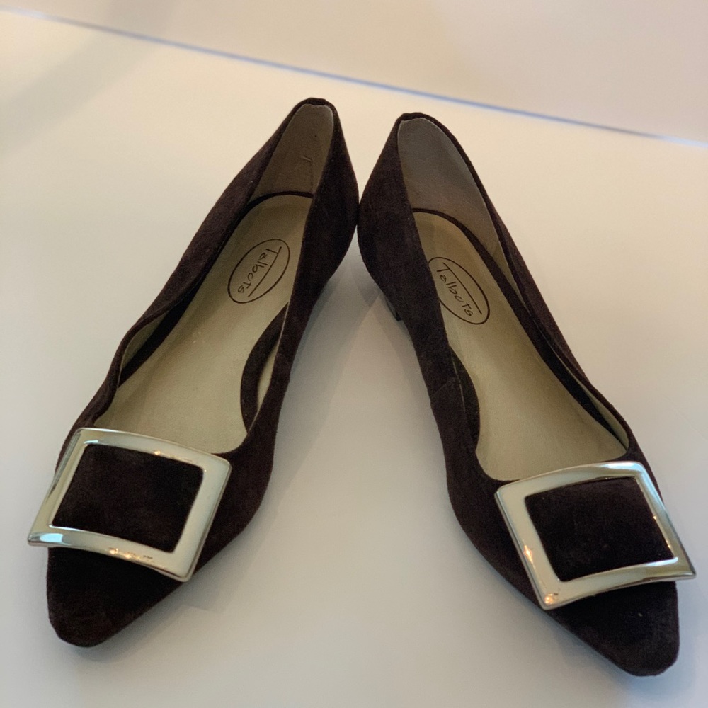 Talbots Pointed Toe Flats Suede-Brown